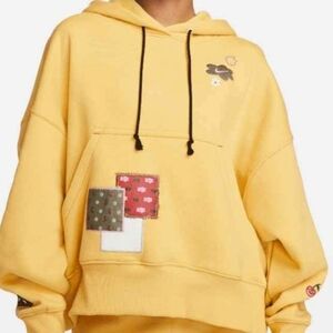 NWT NIKE PHOENIX BOHO PATCHES CROPPED HOODED SWEATSHIRT SZ.M